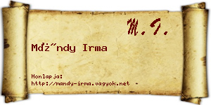 Mándy Irma névjegykártya